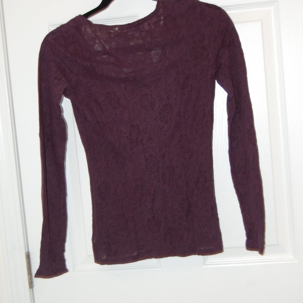 Martin & OSA Women's Brown Flower Print Long Sleeve Sheer Shirt Size M